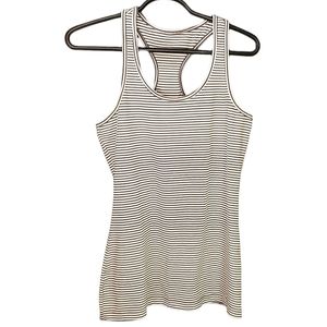 MPG Black & White Striped Racerback Tank - Medium